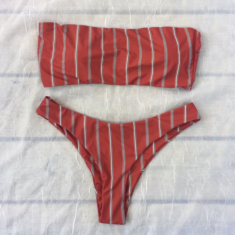 DONATING SOON!! Striped bandeau bikini set